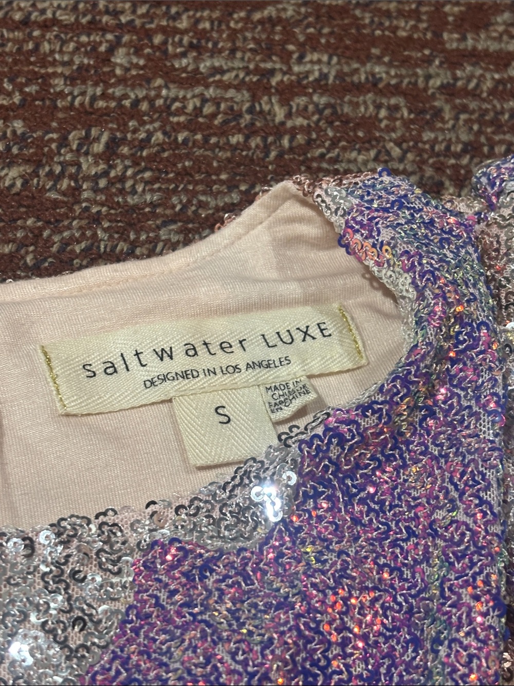 Anthropologie Saltwater luxe long sleeve statement sleeve metallic sequin crop S - Picture 3 of 16